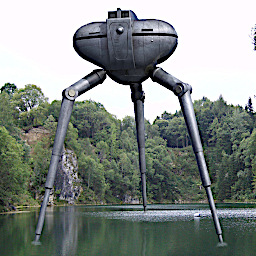 A threelegged robot from the tv series «The Tripods